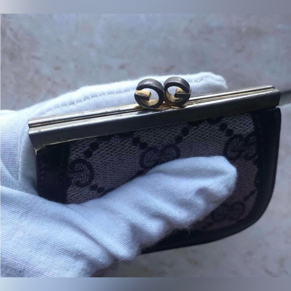 Rare Vintage Gucci Guccissima Pink & Black Leather Monogram Coin Pouch - Picture 9 of 13